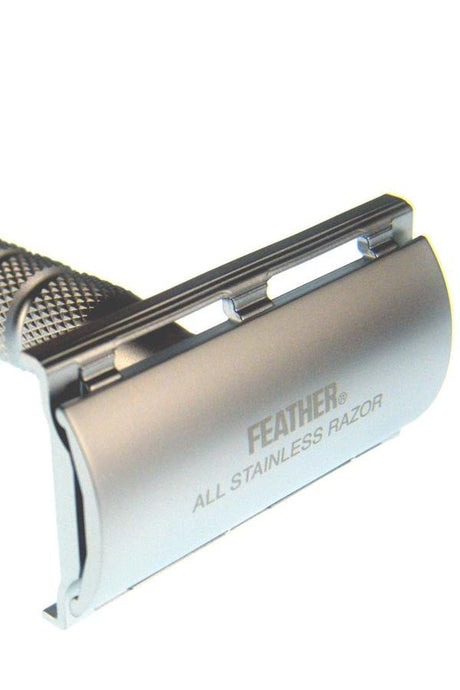 Feather All Stainless double edge safety razor + houder AS-D2S - Manandshaving - Feather