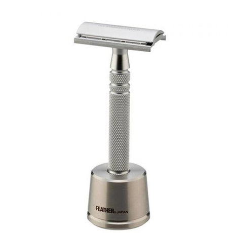 Feather All Stainless double edge safety razor + houder AS-D2S - Manandshaving - Feather