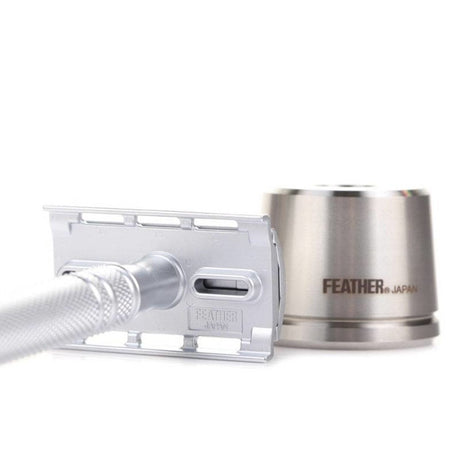 Feather All Stainless double edge safety razor + houder AS-D2S - Manandshaving - Feather