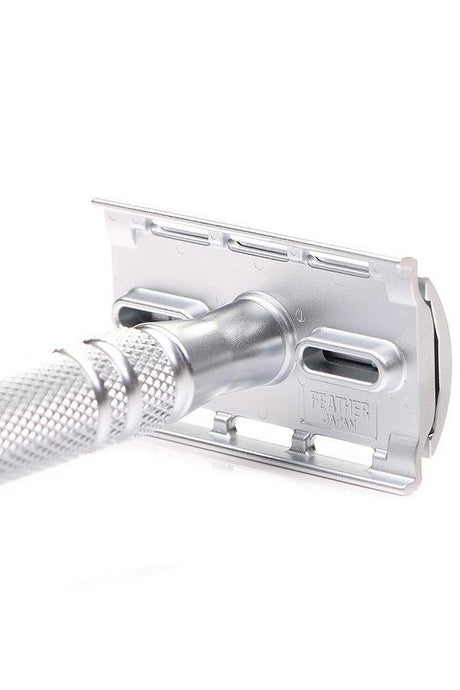 Feather All Stainless double edge safety razor + houder AS-D2S - Manandshaving - Feather