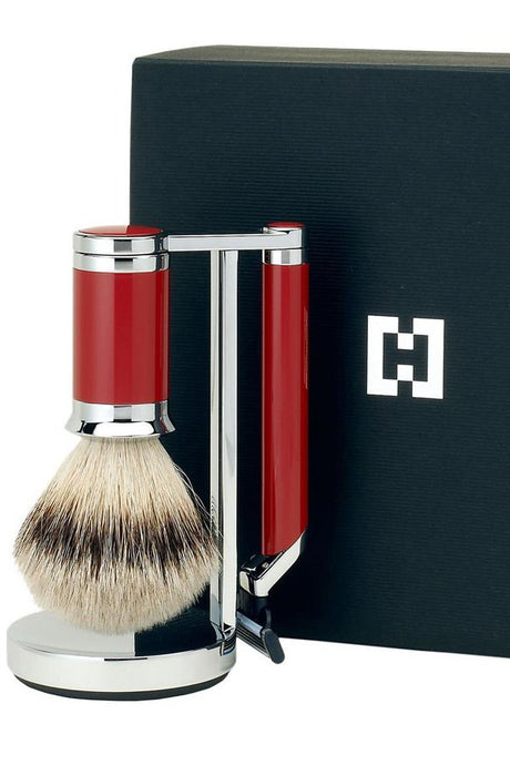 Hommage scheerset scheerkwast dashaar Mach3 Shanghai Red - Manandshaving - Manandshaving