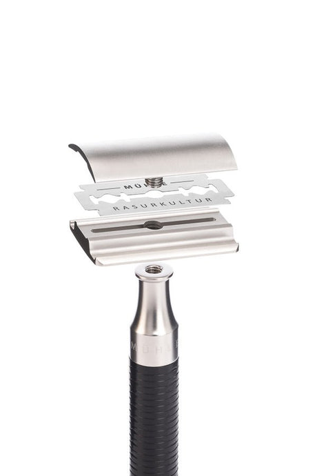 Muhle double edge safety razor ROCCA RVS matzwart R96 - Manandshaving - Muhle