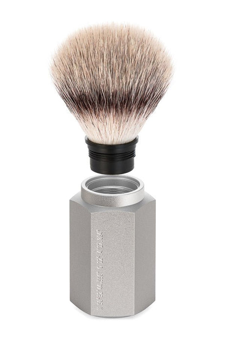 Muhle Hexagon scheerkwast synthetisch haar Silver - Manandshaving - Muhle Hexagon