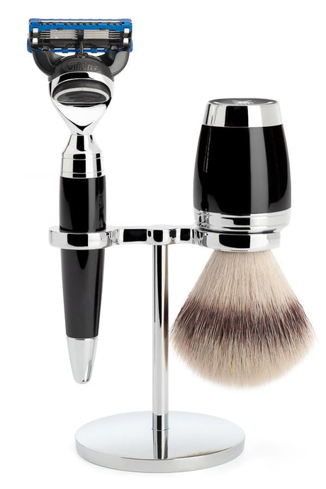 Muhle Stylo scheerkwast synthetisch haar zwart chroom - Manandshaving - Mühle Stylo