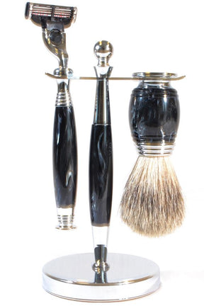Scheerset scheerkwast synthetisch haar Fusion scheermes Zwart - Manandshaving - Gerard Brinard