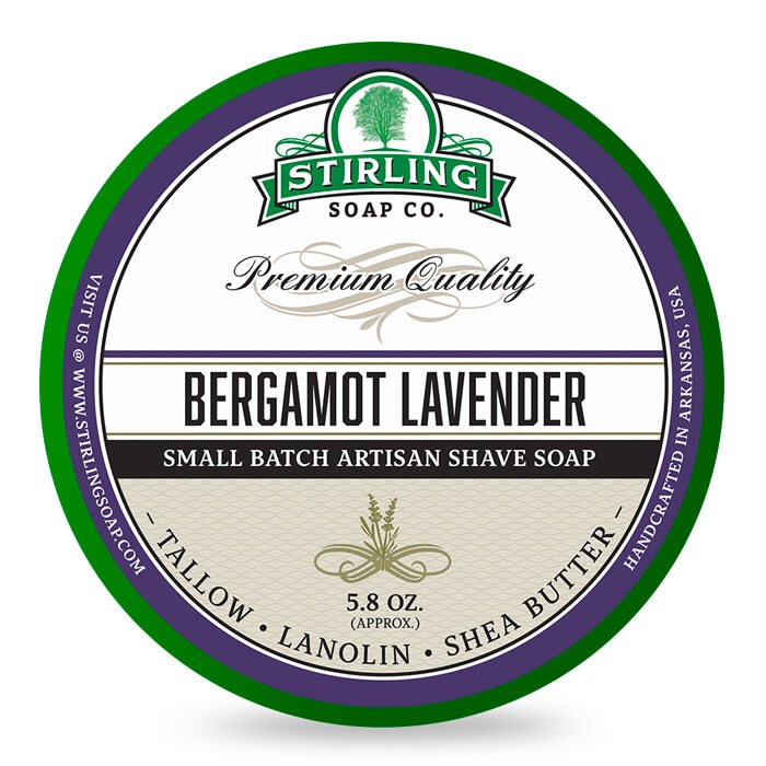 Stirling Soap Co. scheercrème Bergamot Lavender 165ml - Manandshaving - Stirling Soap Co.