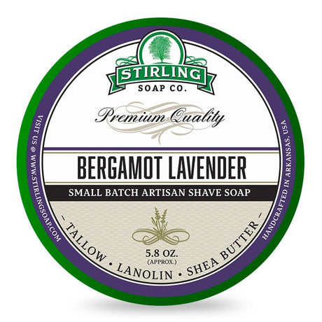 Stirling Soap Co. scheercrème Bergamot Lavender 165ml - Manandshaving - Stirling Soap Co.