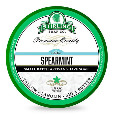 Stirling Soap Co. scheercrème Glacial Spearmint 165ml - Manandshaving - Stirling Soap Co.