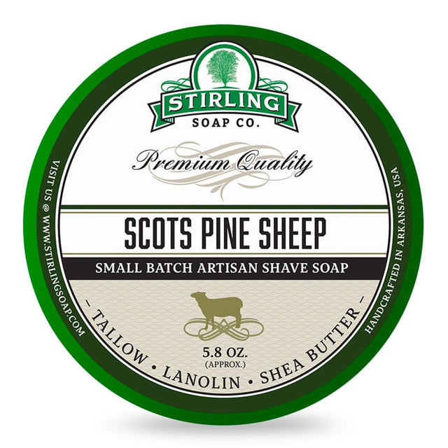 Stirling Soap Co. scheercrème Scots Pine Sheep 165ml - Manandshaving - Stirling Soap Co.